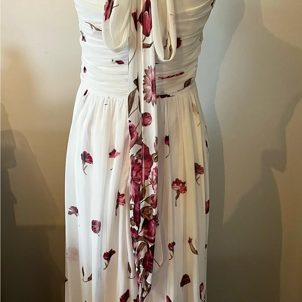 Dessy Collection Elegant Floral Halter Gown - Picture 5 of 9
